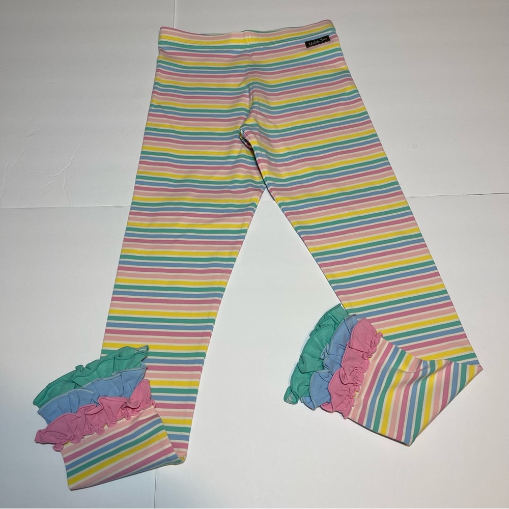 Matilda Jane 2pc Bundle Pastel Stripped leggings Blue Long Sleeve Shirt Sz 14